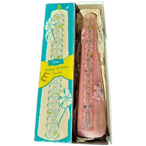 Vintage 1950s Penn Wax Works Happy Birthday Candle Ages 1-21 Original Box Unused - Picture 1 of 14